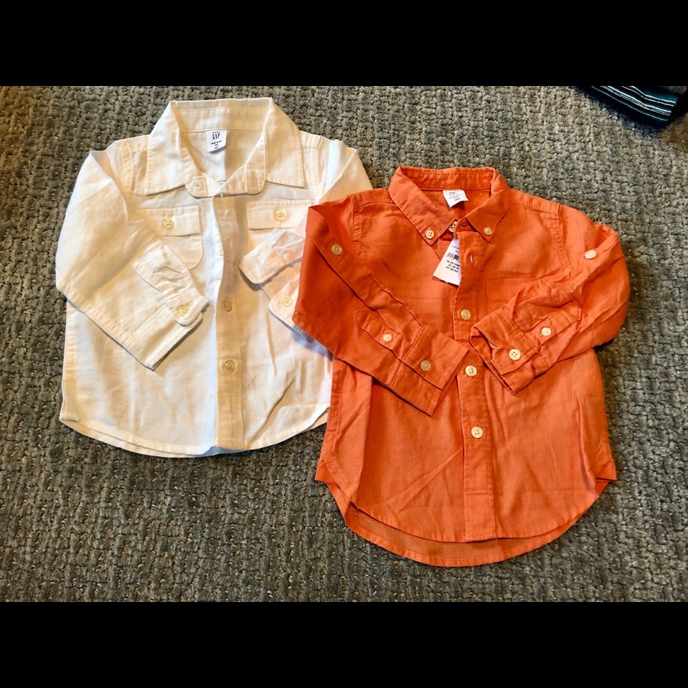 NWT 2 GAP Baby Brannan Linen Button Down Shirt